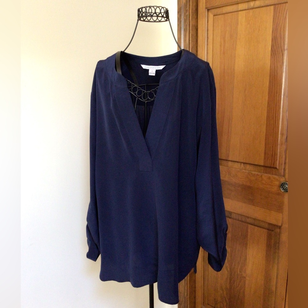 DVF Navy Silk Tunic, Size 12